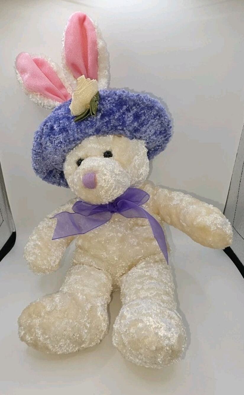 Dan Dee Collector's Choice Stuffed Bunny Rabbit Floppy Purple Hat Vintage Easter